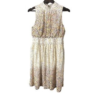 Azalea Sleeveless Multicolour Confetti Patterned Lined Cream Dress Size Large